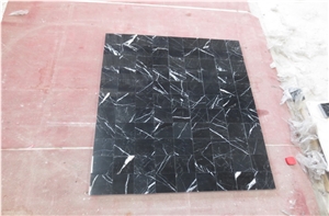 Polished Guangxi Black Marquina Black Marble Flooring Tiles