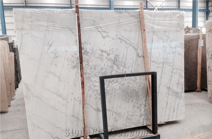Polished Guangxi White Black Lines Marble Slabs White Marble Floor