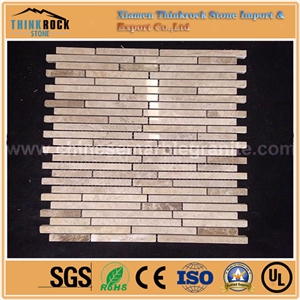 Polished Rectangle Bar-Shaped Beige and Brown Marble Mosaic Wall Tiles