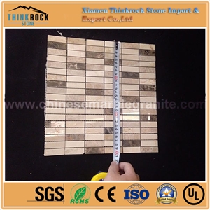 Polished Rectangle Chips Multi Color Mix Emperador Marble Mosaic Tiles