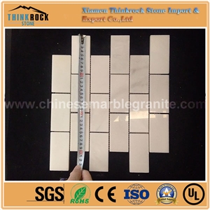 Polished Rectangle Chips Single White Marble Mosaic Wall Tiles