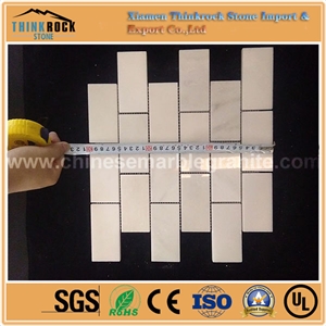 Polished Rectangle Chips Single White Marble Mosaic Wall Tiles