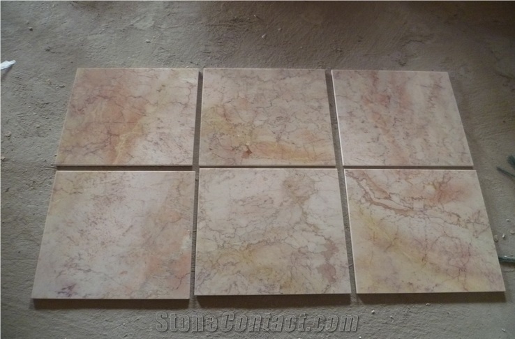 Polished Red Ice-Cream Beige Marble Marble Look Floor Tiles