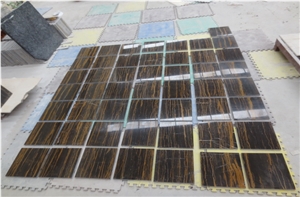 Polished Roman Portoro Brown Marble Flooring Tiles