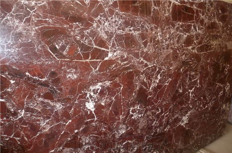 Polished Rosso Lepanto Red Marble Bathroom Floors