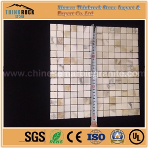 Polished Square Chips River Yellow Marble Mosaic 24mmx24mm Floor Tiles