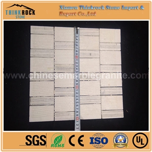 Rectangle Bamboo Chips Carrara and Pure White Mix Marble Mosaic Tiles