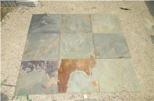 Rusty Slate Cultural Stone Tiles Yellow Slate Floor Covering Tiles