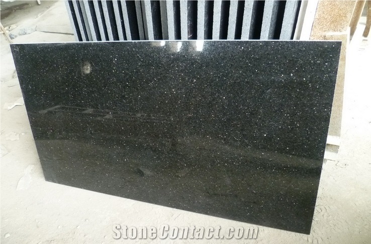 Solid Surface Polished Black Galaxy Black Granite Floor Coverings