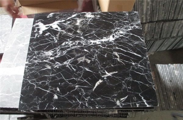 Spain Nero Marquina Marble Black Marble Slabs & Flooring Tiles