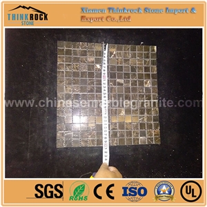 Square Chips Polished Coffee Brown Emperador Marble Mosaic Tiles