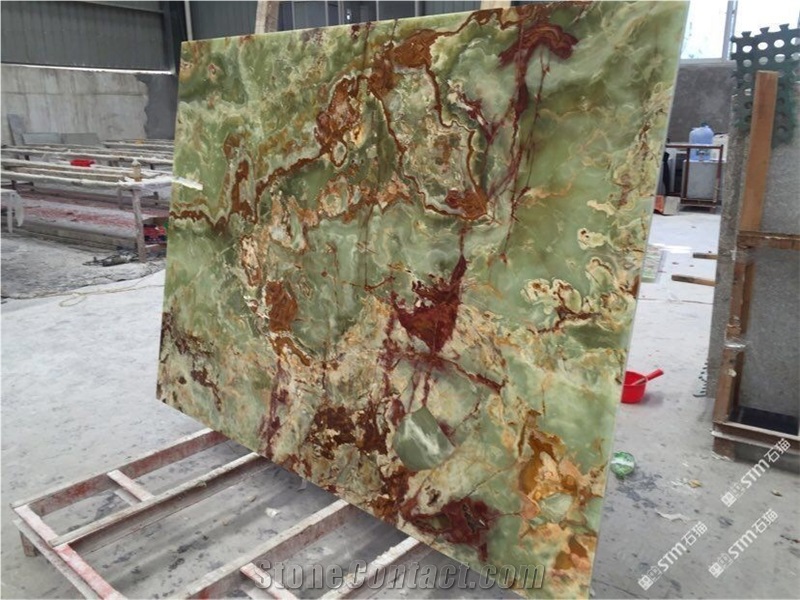 Green Iran Onyx Slab,Rusty Green Onyx Tiles,Onyx Flooring&Walling