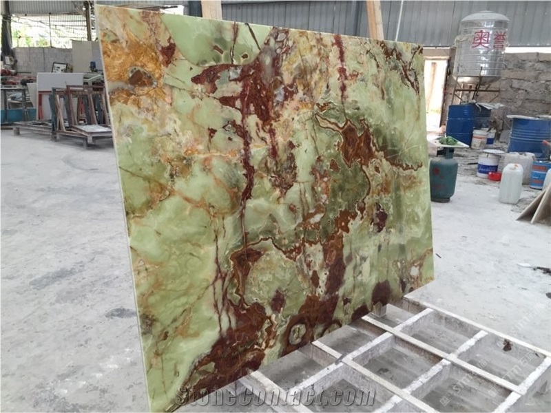 Green Iran Onyx Slab,Rusty Green Onyx Tiles,Onyx Flooring&Walling