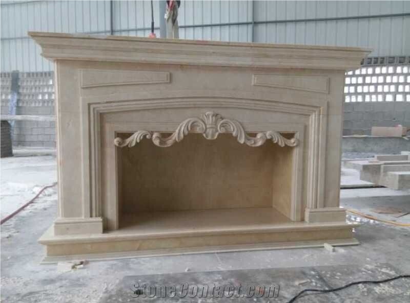 Modern Style Fireplace New Cream Marfil Marble Fireplace