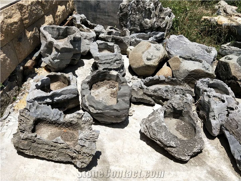 Stone Pots  Made from boulder stone