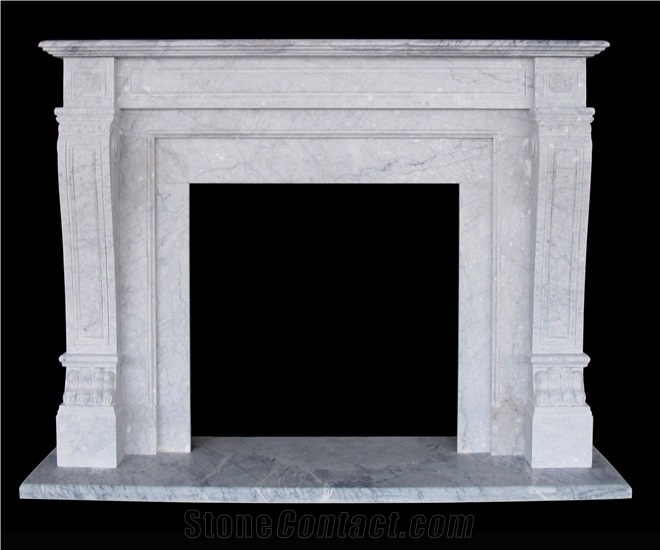 Chinese Carrara White Marble Fireplace
