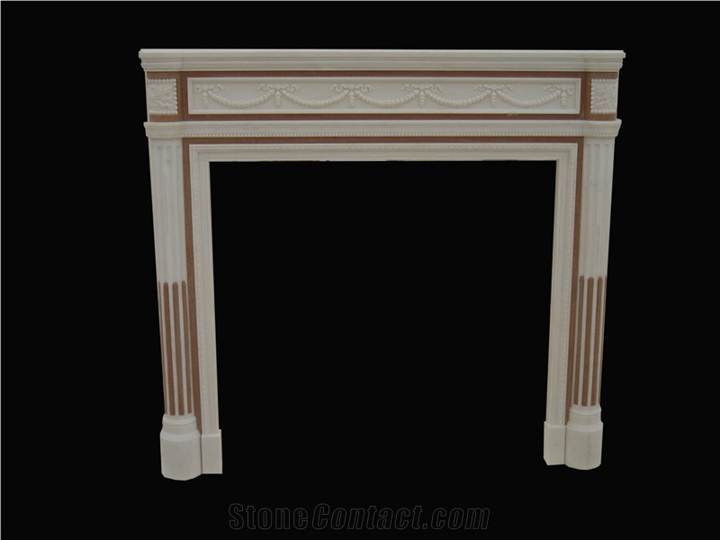 Inlaid Red Marble Fireplace Mantel/Surround 0608