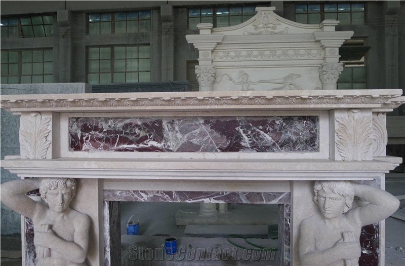 Rosa Levanto Marble Fireplace
