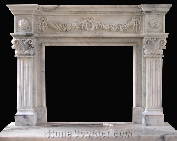 White Marble Wonderful Stone Fireplace