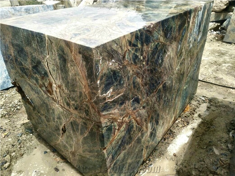 Bidasar Marble Blocks, Rainforest Green Marble