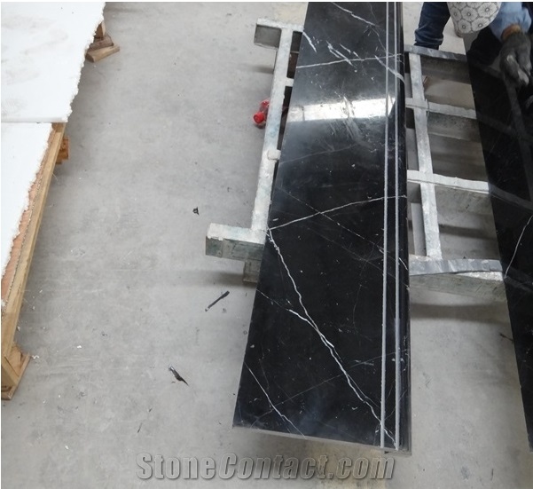 China Black & Nero Marquina Marble Stair Treads & Riser,Block Steps
