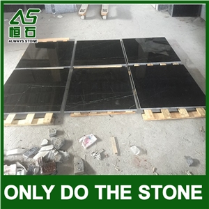 China Black Nero Marquina Marble Tile & Slab for Kitchen Countertop