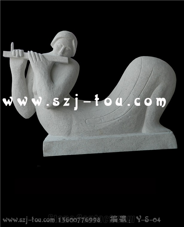 Abstract Human Sculpture, White Granite Sculpture