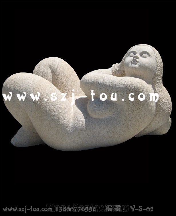 Abstract Human Sculpture, White Granite Sculpture