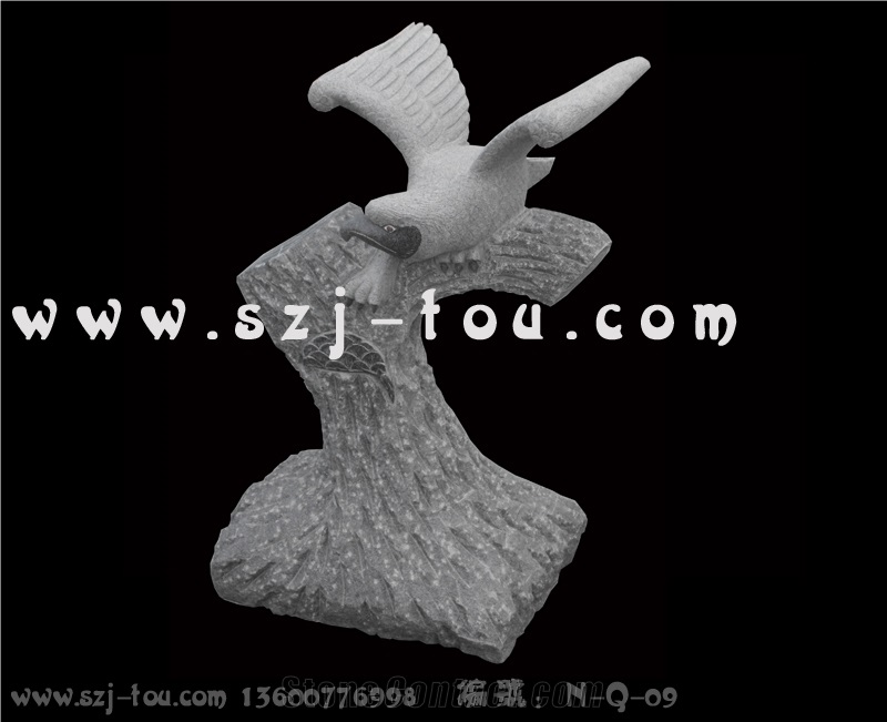 Animal Sculpture, White Granite Swan Sculpture