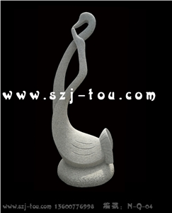 Animal Sculpture, White Granite Swan Sculpture