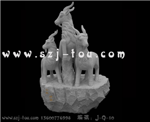 Animals Rooster Sculpture, White Granite Sculpture