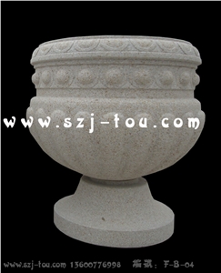 Flowerpot, White Granite Flower Pot