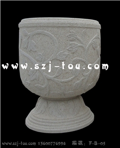 Flowerpot, White Granite Flower Pot