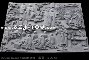 Grey Granite Temple & Buddhism Relief Carving