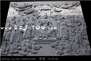 Grey Granite Temple & Buddhism Relief Carving
