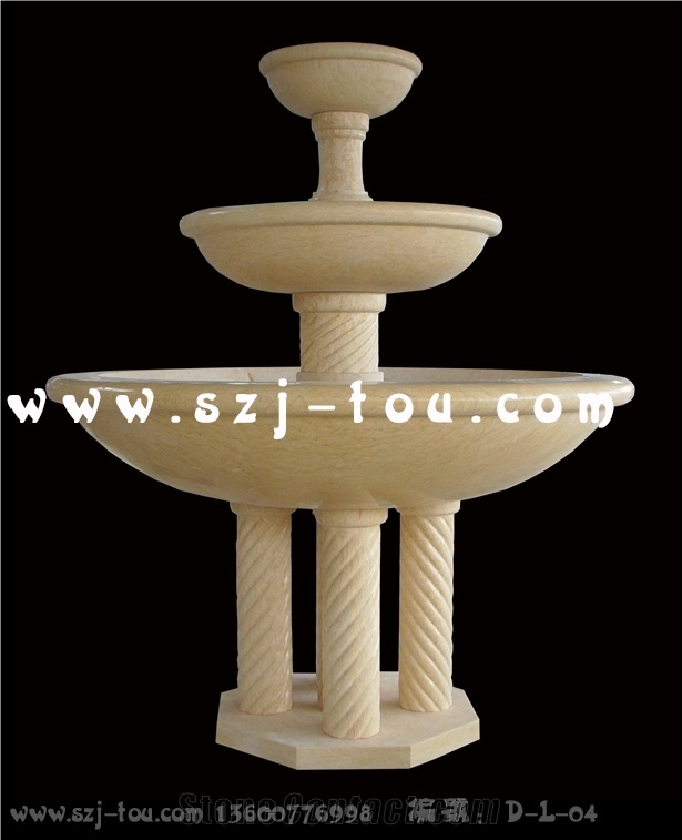 Outdoor Wall Mounted Fountain, Beige Marble Wall Mounted Fountains