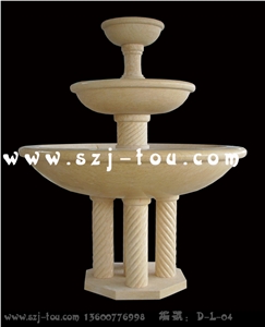 Outdoor Wall Mounted Fountain, Beige Marble Wall Mounted Fountains