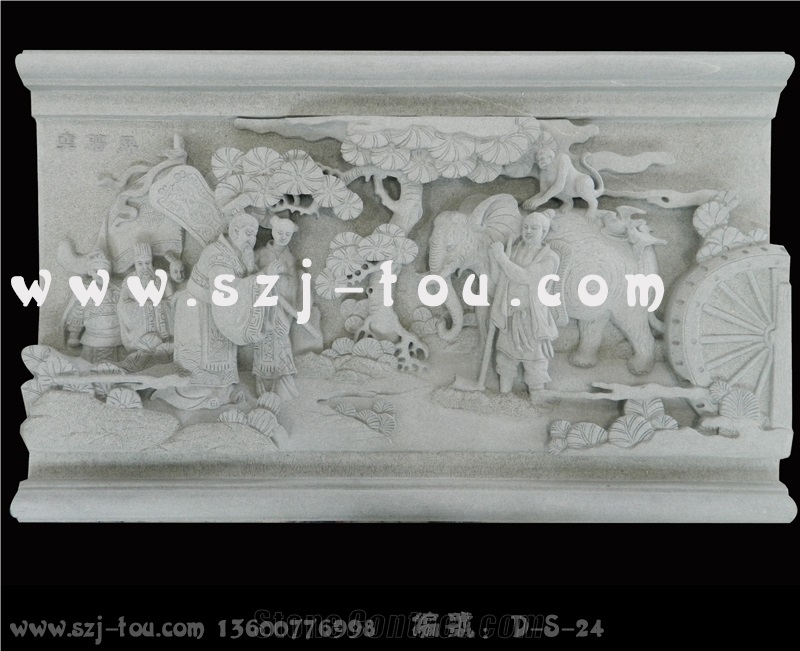 White Granite Carved Wall Reliefs