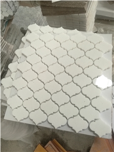 Bianco Carrara White Oriental White Arabesque Sector Mosaic Design
