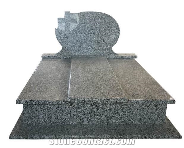 G418 Spray Wave White Grey Granite Western Style Monuments Tombstones