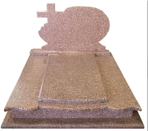 G664 Brown Granite Double Family Monuments Brown Tombstone