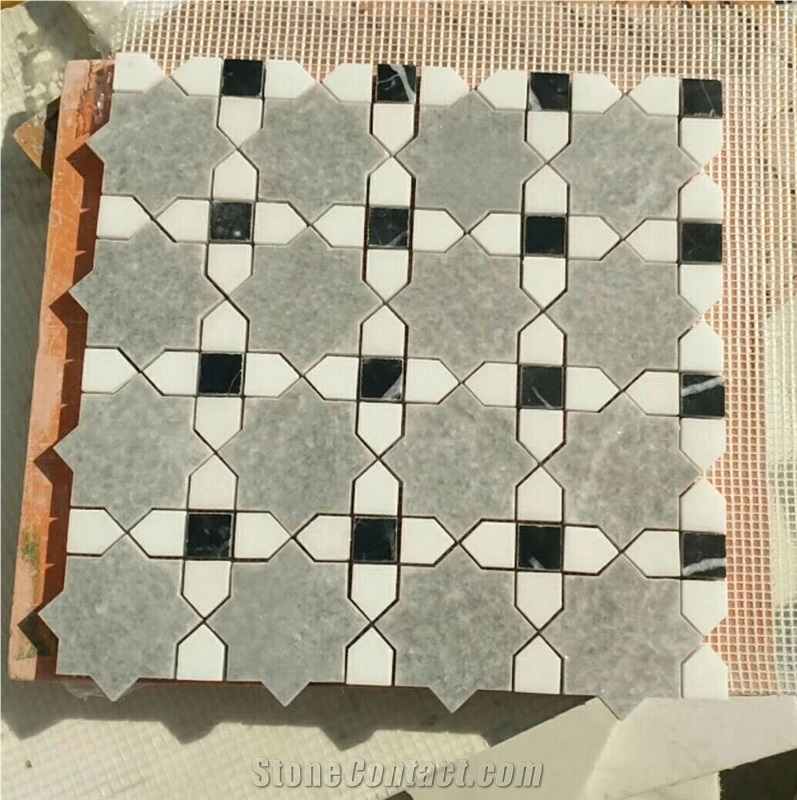 Grey Composited Marble Mosaic Tile Backsplash