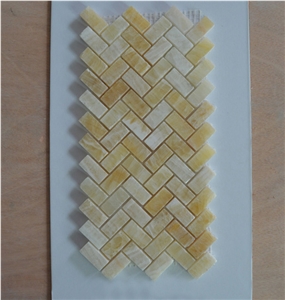 Honey Onyx Herringbone Mosaic Tiles