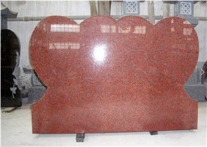 Indian Red Polished Red Granite Sketch Angel Monument Headstone