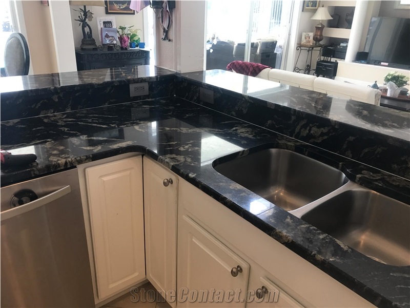 Matrix Titanium Prada Gold Cosmic Cosmos Black Granite Countertops