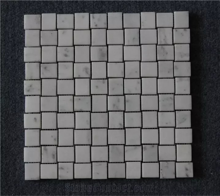 Polished Mosaic Bianco Carrara White Marble Basketweave Mosaic