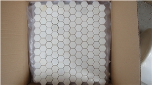 Polished Mosaic Carrara White Marble 1" 2" 3" Hexagon Mosaic