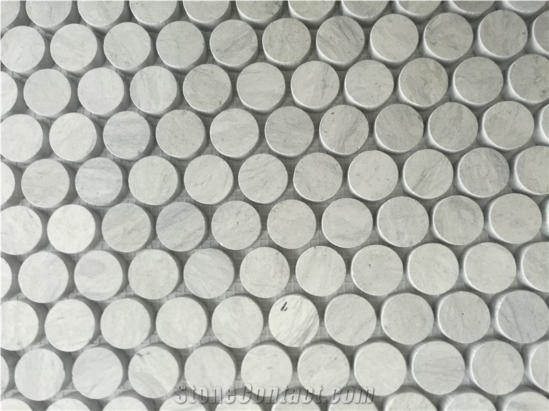 Thala Grey Penny Round 1" Polished Mosaic