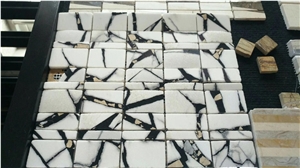 White Marble Irregular Linear Strips Mosaic Pattern Tiles for Floor
