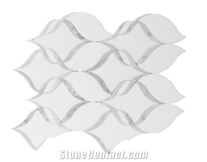 Wholesale Black White Grey Luxury Water Jet Mosaic Tile Backsplash